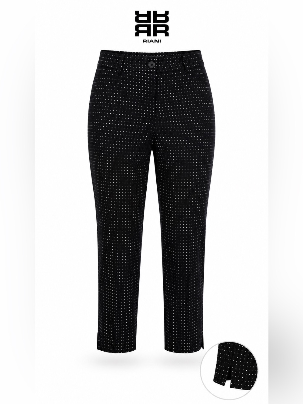 RIANI | L | Polka Dot Black Slim Studded Trousers - Picture 2 of 3